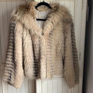AMAZING Sonia Rykiel hooded Fox Fur jacket buttons
